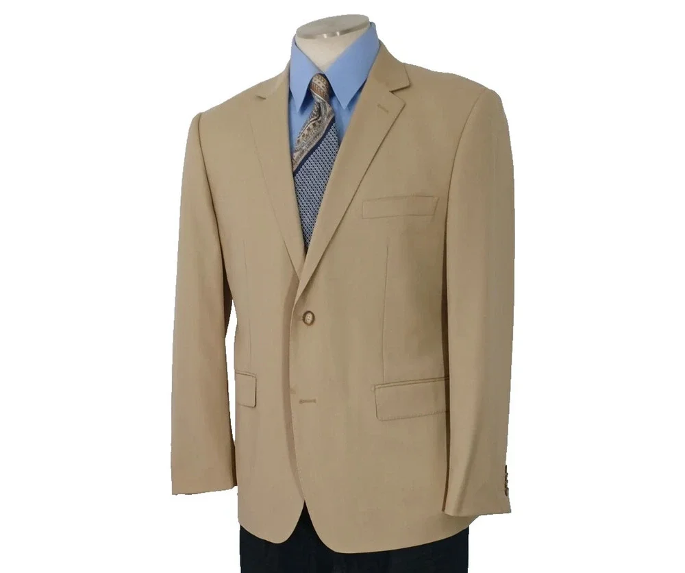 Rossetti Super 150's Italian Wool Sport Coat Blazer Tan 42L Two Button Men's